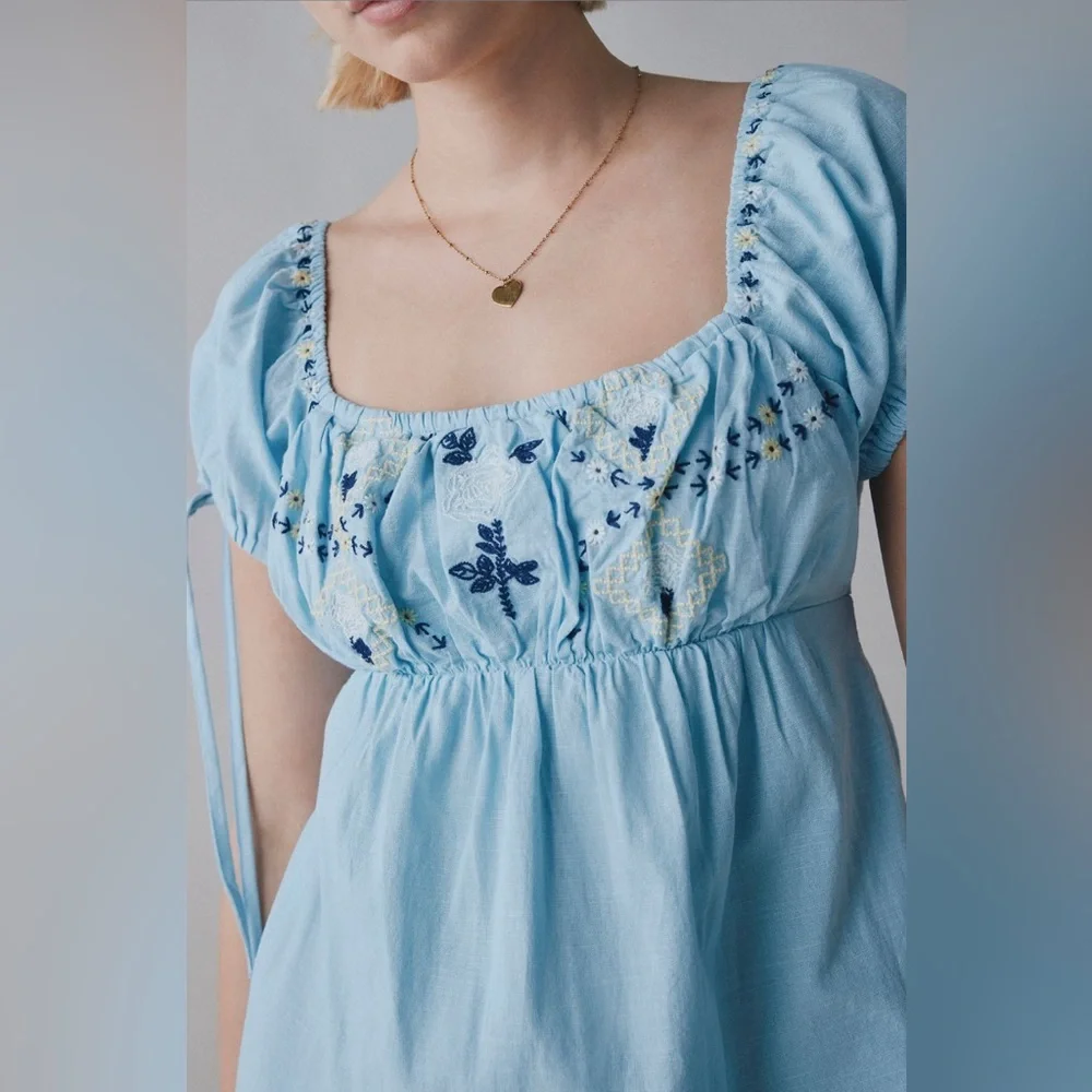 Kimchi Blue Marcella embroidered tie-back babydoll mini dress - Picture 4 of 4